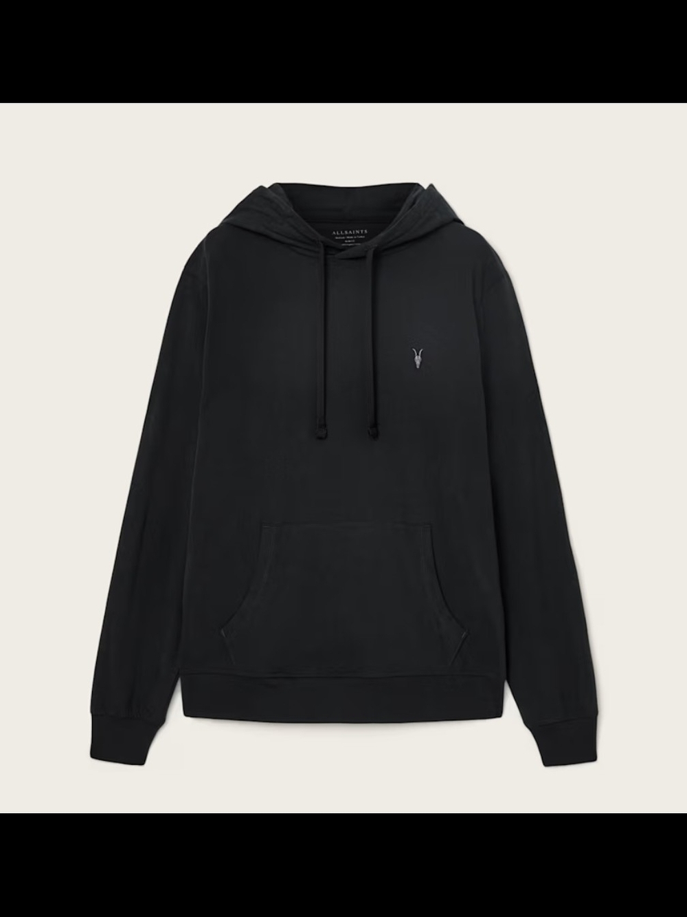 All Saints Men's Black Hooded Pullover Sweatshirt